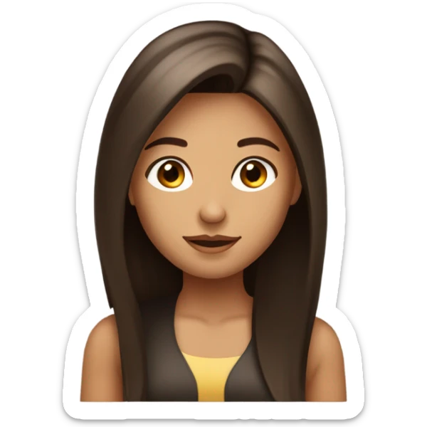 Pretty tan girl with long dark brown hair very silky and straight sticker