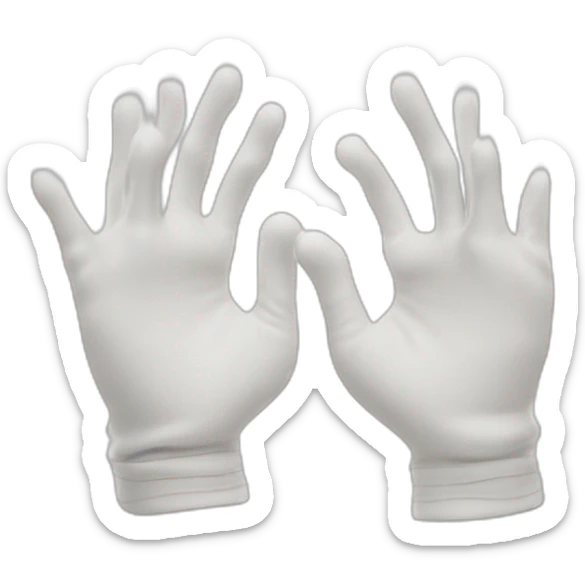 Deux gants blancs souriants, il y a un dessin mystérieux maçonnique de deux équerres inversées.  sticker