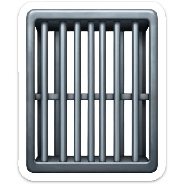 If there was a jail cell emoji in iOS, how would you design and iOS style emoji. Create an jail cell emoji with no prisoner. (Not a cage must be 4 rods facing) sticker