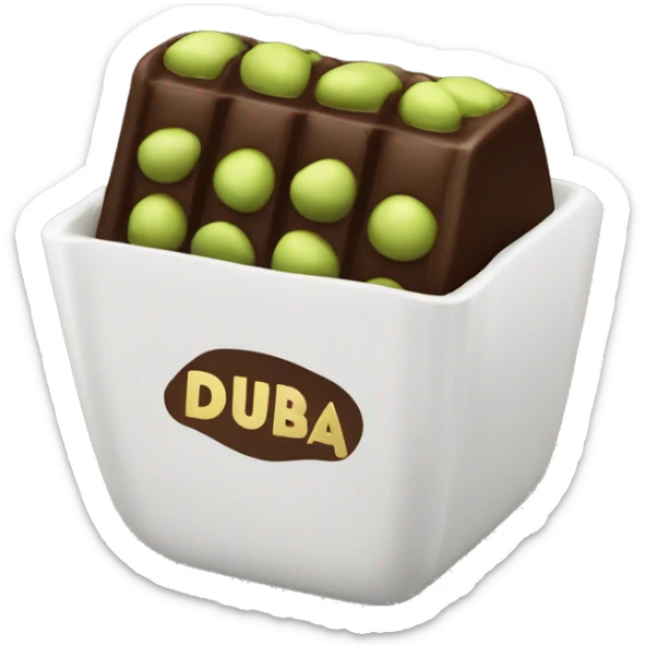 A bar of Dubai chocolate filled with Green pistachio cream sticker
