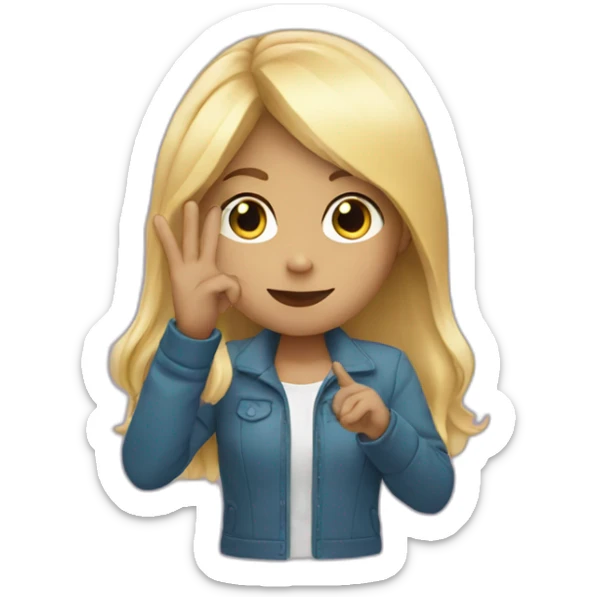 girl with blonde hair showing THREE fingers salute sticker