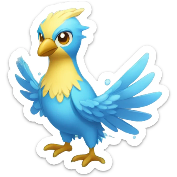 Wet Fantasy legendary blue bird water-type-Hydro-Phoenix-avian Fakemon full body sticker