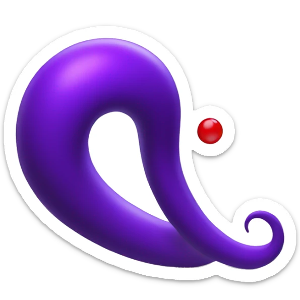 logo 3d character, dark purple little body: "thin bean ciclopede", with one big red, data-cubes EYE sticker