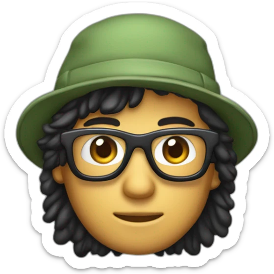 de peolo muy corto, con gafas y gorra de lana con dedo gordo arriba sticker