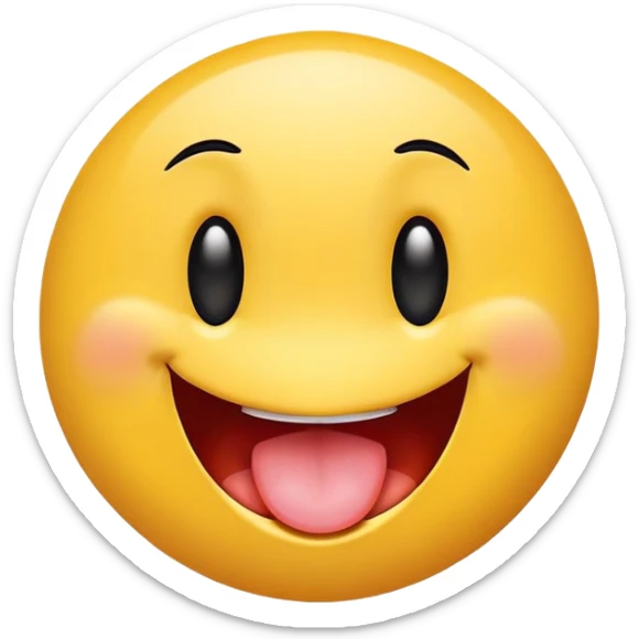 smiley face with wide, off-center eyes, tongue-out, goofy and playful, clumsy vibe sticker