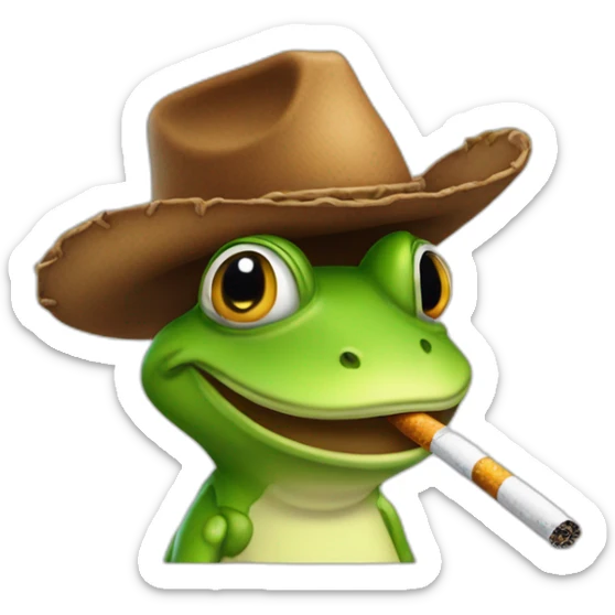 Grenouille avec un chapeau de cow-boy qui fume une cigarette  sticker