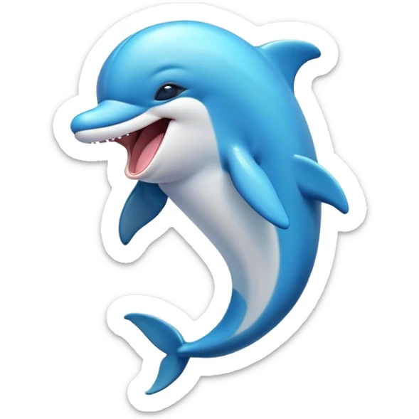 Cinematic Cute Yawning Dolphin Portrait Emoji, Head tilted slightly with a dramatic, wide-open yawn, showcasing a sleek, streamlined body with softly curved contours and drowsy, half-closed eyes, Simplified yet irresistibly adorable features, highly detailed, glowing with a soft, cozy oceanic glow, high shine, relaxed yet expressive, stylized with a dash of whimsical aquatic charm, soft glowing outline, capturing the essence of a drowsy yet affectionate dolphin that appears ready to stretch out and yawn its way out of the screen! sticker