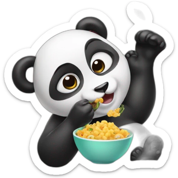 panda girl is eating sticker