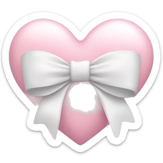 Pastel pink heart with white bow sticker