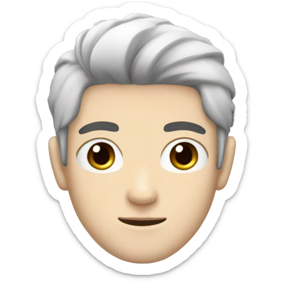 white skin color japanese man with black anime hair, make it from shoulders and create only one emoji MAKE BLACK HAİR BLACK sticker