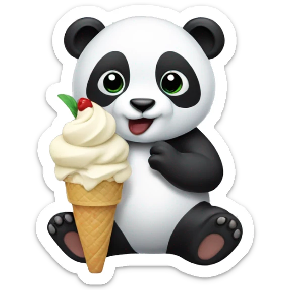 Panda eating ice cream sticker