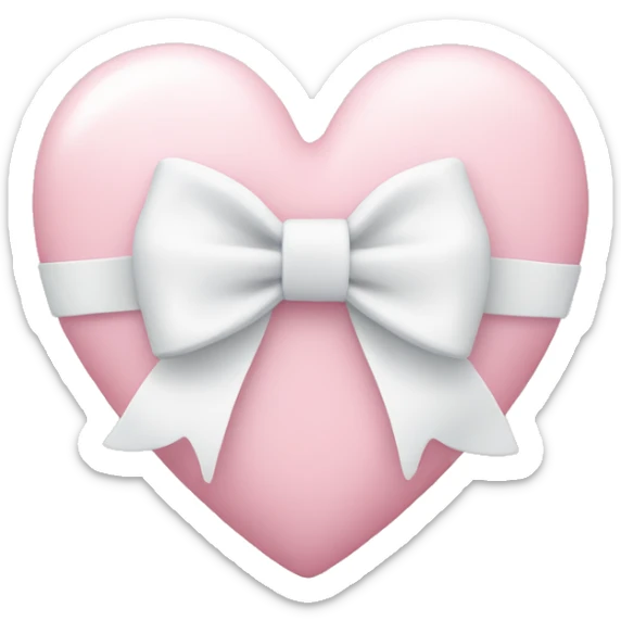 Pastel pink heart with white bow sticker