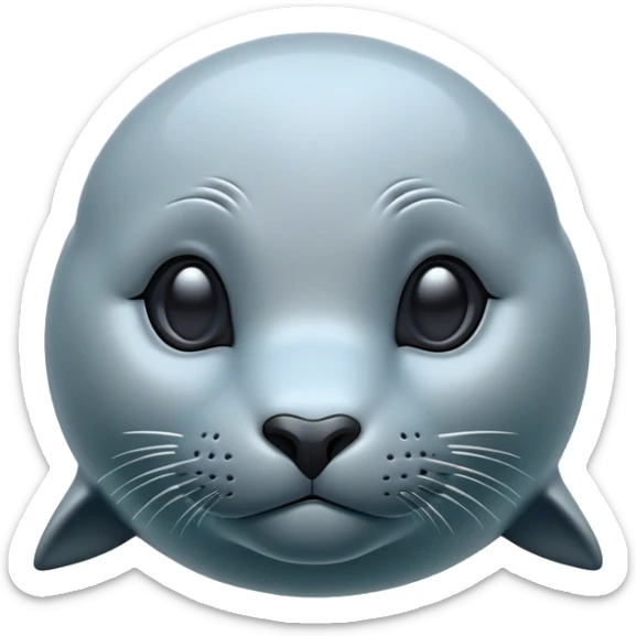 Cinematic Noble Seal Portrait Emoji, Poised and streamlined, with a sleek, smooth body of glossy, muted hues and expressive, dark eyes complemented by a rounded, agile head, Simplified yet sharp and sophisticated features, highly detailed, glowing with a soft, maritime luminescence, high shine, intelligent and graceful, stylized with an air of coastal authority, focused and alert, soft glowing outline, capturing the essence of a watchful marine guardian that appears ready to glide out of the screen with effortless authority! sticker