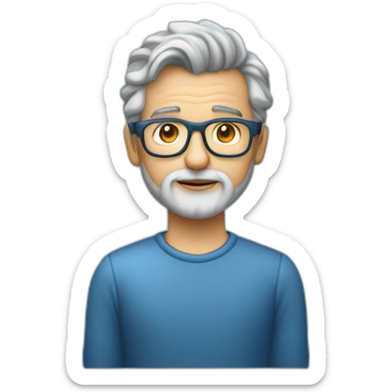 cientifico de datos profesor de 50 años sin barba, cabello gris, en camiseta azul oscura sticker