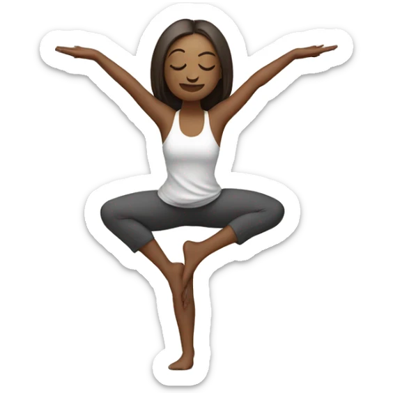 Yoga pose standing on one leg with the other in the air with arms in a binding in front of the chest sticker