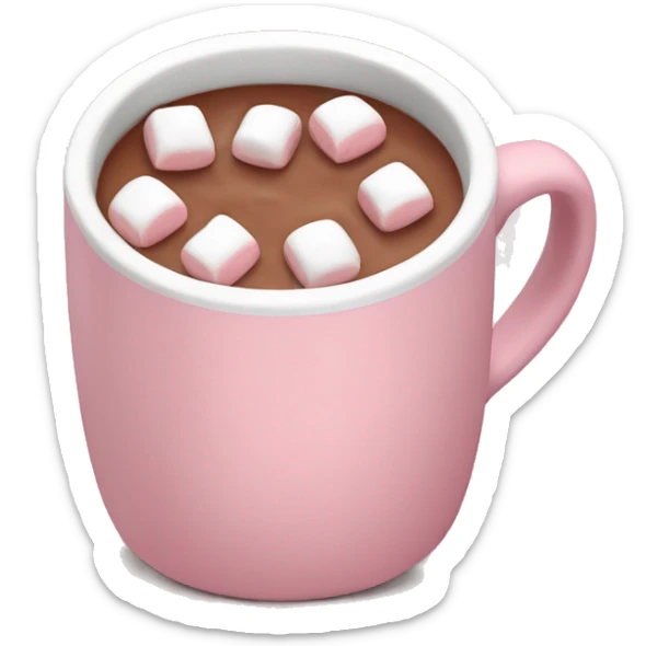 Light Pink mug of hot chocolate with marshmallows  sticker