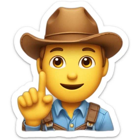 Un chat mignon avec de grands yeux et un chapeau de cow boy entre les mains sticker