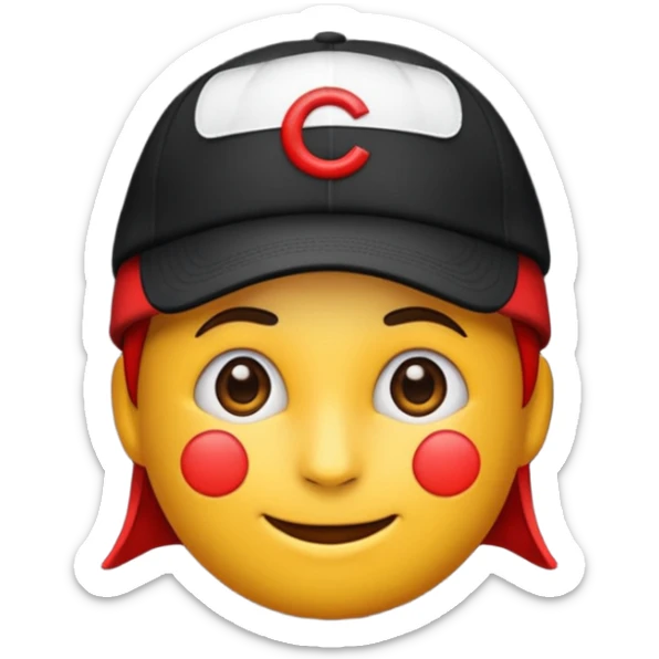 Quiero un emoji con una gorrita negra con las letras CH en color rojo sticker