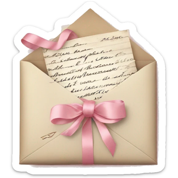 vintage love letters in envelope tied with a baby pink ribbon  sticker