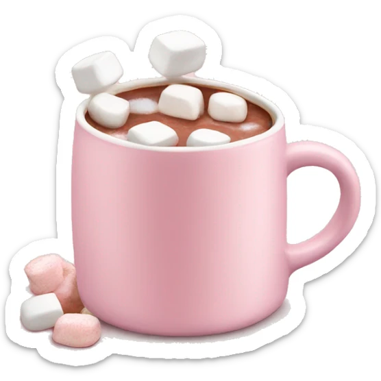 Light Pink mug of hot chocolate with marshmallows  sticker
