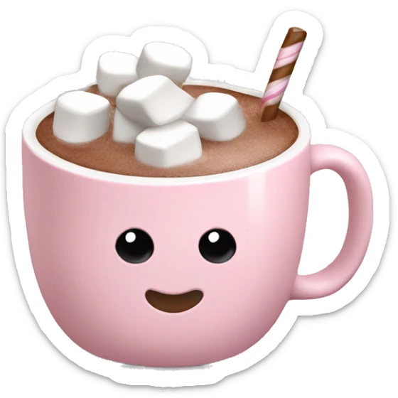 Light Pink mug of hot chocolate with marshmallows  sticker