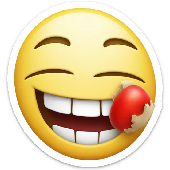 smiley face laughing with a red mushroom in place of hair sticker