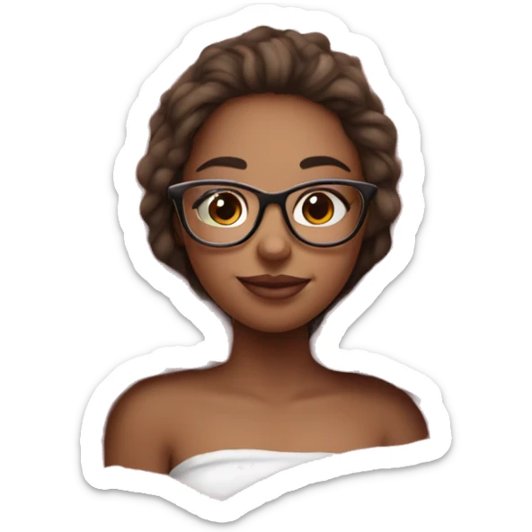 beautiful girl with glasses cuddled up in a pink and white blanket  sticker