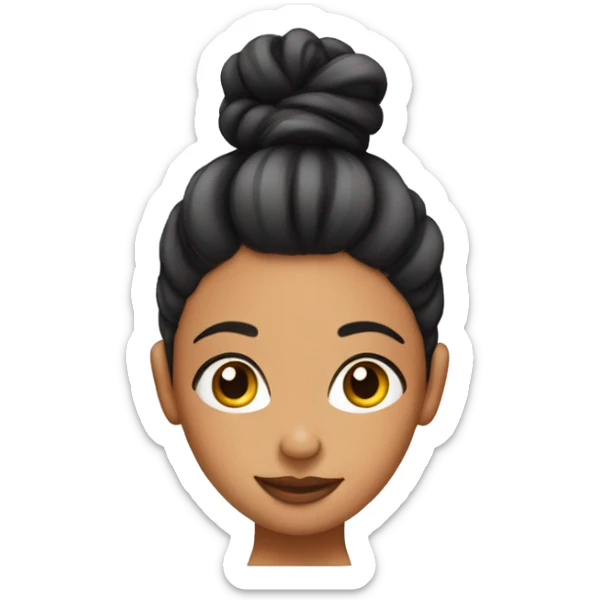 Girl in a bun with strands of hair on a laptop sticker