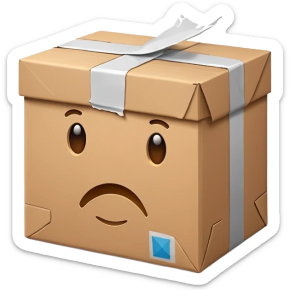 Generate a realistic emoji of a package being damaged. The emoji is simple and has no face sticker