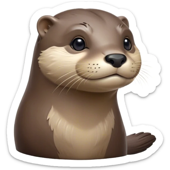Cinematic Noble Otter Portrait Emoji, Poised and regal, with a sleek, streamlined build and a luxuriously smooth, well-groomed Fur of rich brown, deep-set soulful dark eyes, Simplified yet sharp and sophisticated features, highly detailed, glowing with a soft, dignified glow, high shine, intelligent and playful, stylized with an air of aquatic charm, focused and attentive, soft glowing outline, capturing the essence of a watchful and confident water-dweller, so majestic it feels as though it could glide out of the screen with effortless authority! sticker