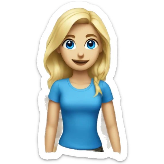 blue-eyed blonde girl paying at the cash register sticker