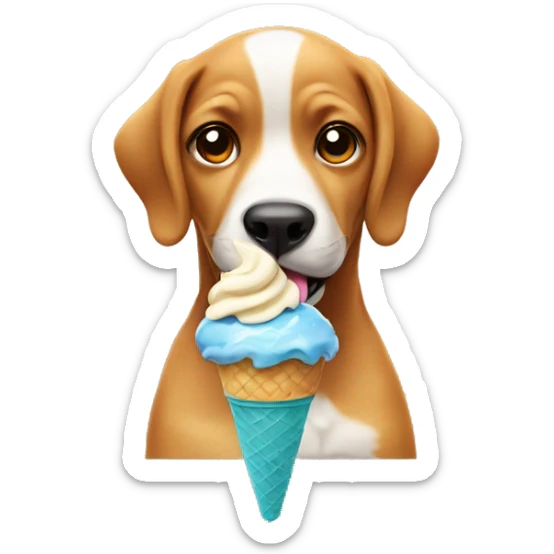 Dog eating ice cream  sticker