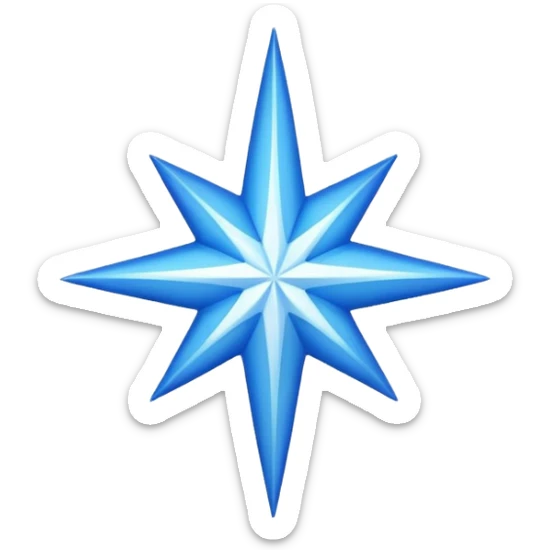 20 uçlu mavi yışdız ortasında beyaz tik sticker