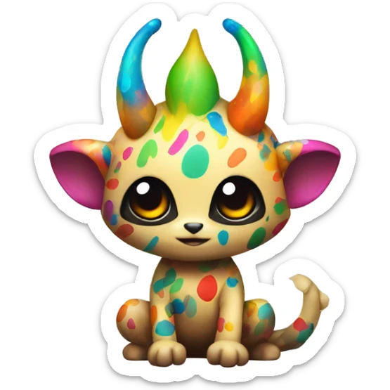 an edgy cute kawaii vernid-fionbri with colorful splash patterns full body sticker