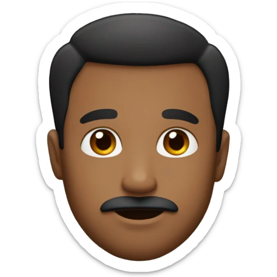 Men with little of culry hair and a mustache from the lips and color of skin brown. black hair sticker