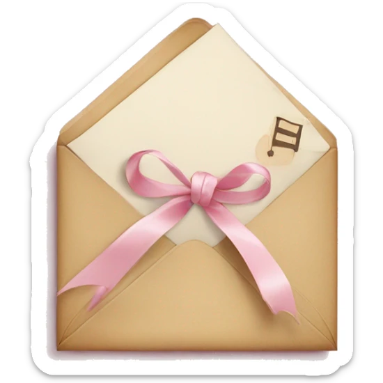 vintage love letters in envelope tied with a baby pink ribbon  sticker