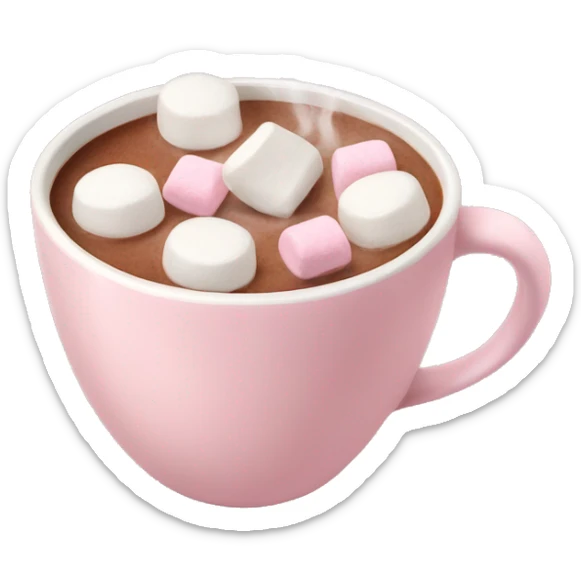 Light Pink mug of hot chocolate with marshmallows  sticker