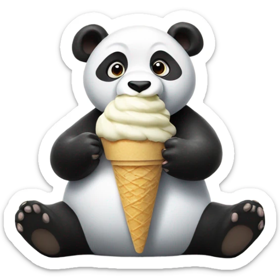 Panda eating ice cream sticker