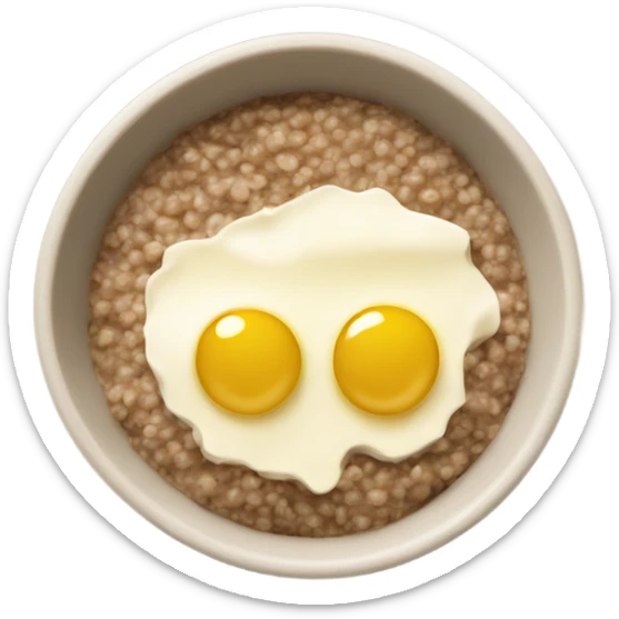buckwheat porridge in a bowl with a piece of butter  sticker