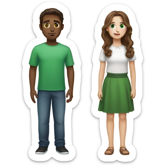 My best friend with brown eyes and brown hair with me with green eyes and brown hair sticker