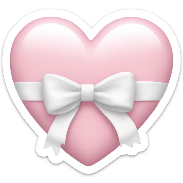 Pastel pink heart with white bow sticker