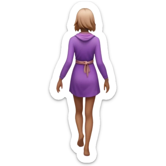 A small figure walks back across a foggy bridge, holding soft pink and purple orbs in each hand—symbolizing compassion and forgiveness. A gentle heart aura trails behind them, showing healing in motion. sticker