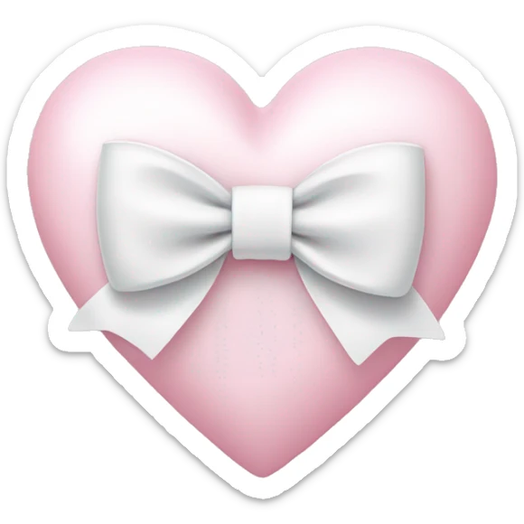 Pastel pink heart with white bow sticker