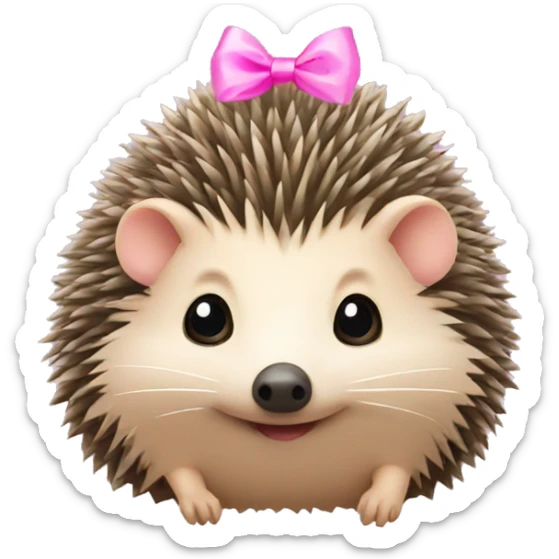 hedgehog with a pink bow sticker