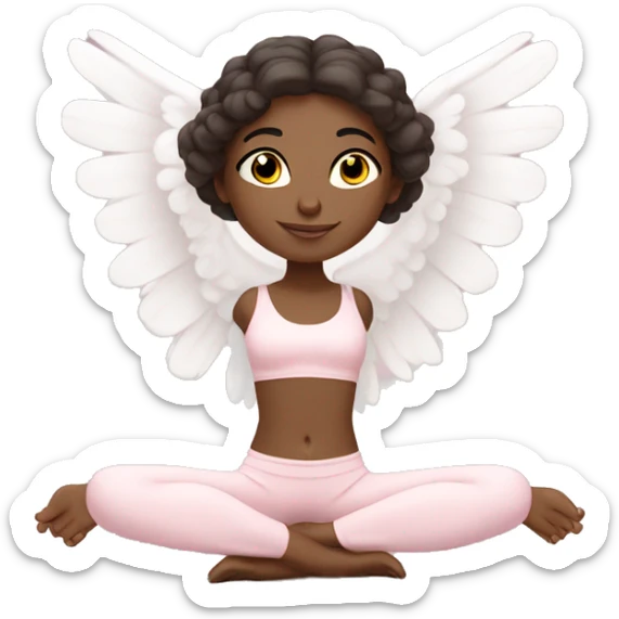 angelic brunnette yoga girl in light pink yoga outfit sticker