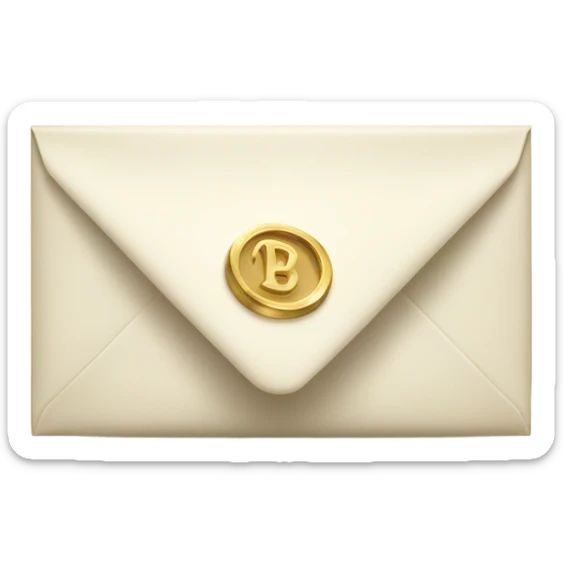 An ivory envelope with gold accents and “Brand Deal Inside” written in elegant script. sticker