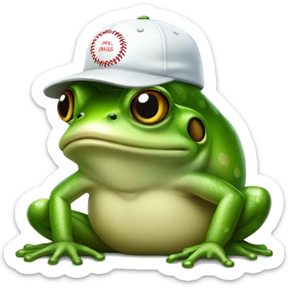 Frog wearing baseball hat sticker
