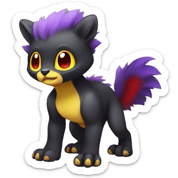 Cute cool dark black red purple yellow animal hybrid Fakemon full body sticker