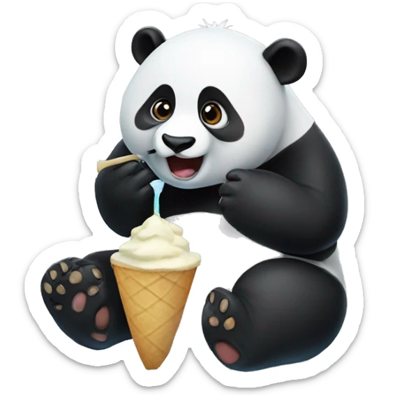 Panda eating ice sleam sticker