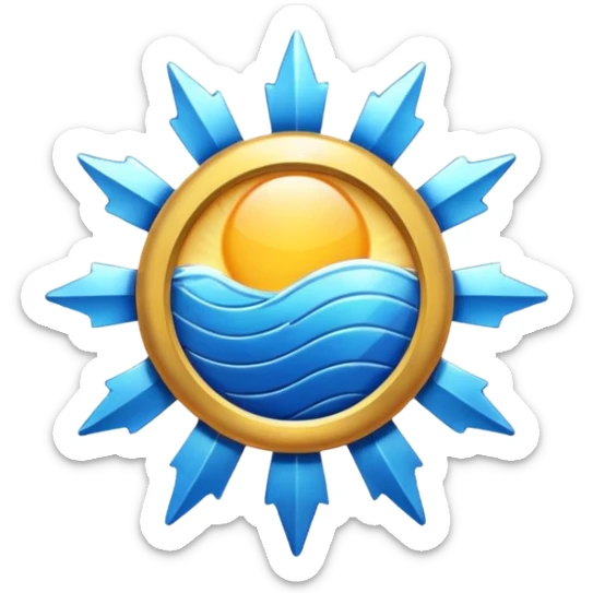 Verified badge with the body of a Sun ☀️ make the color blue and make sure they is no cartoon in it sticker